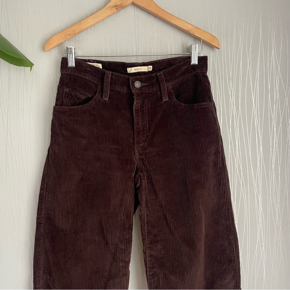 Levi's Baggy Dad Corduroy Pants Dark Brown Size 24 Premium - Picture 2 of 15